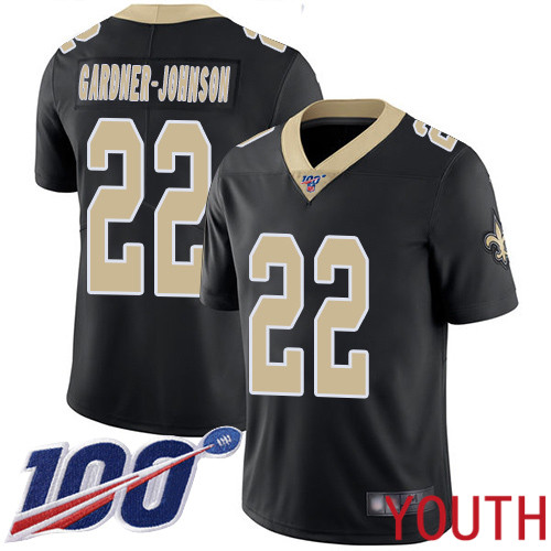 New Orleans Saints Limited Black Youth Chauncey Gardner Johnson Home Jersey NFL Football #22 100th Season Vapor Untouchable Jersey->youth nfl jersey->Youth Jersey